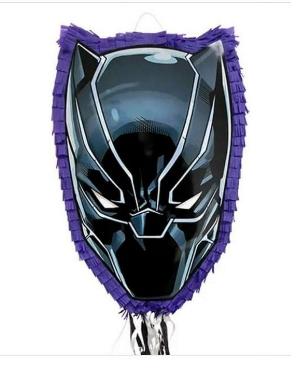 Black Panther Themed Purple Fringe Party Pinata - Black